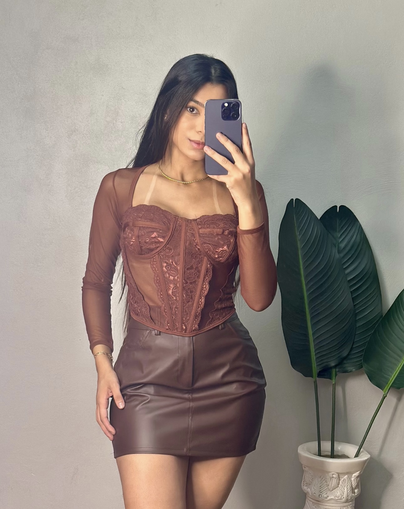 Cropped manga longa tule 