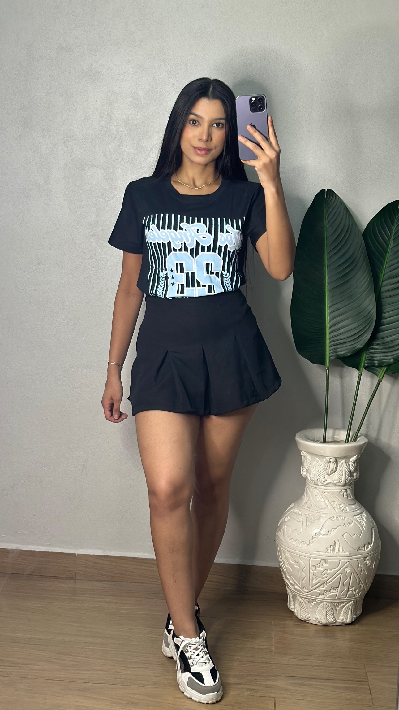 Shorts saia plissado 