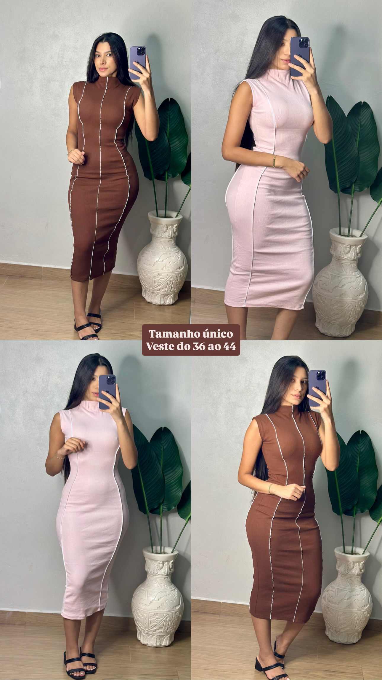 Vestido mídi canelado